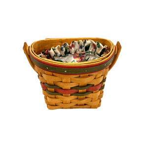 1998 Longaberger Little Joy Basket w/Rose Liner 5"L x 3.75"W x 4.5"
